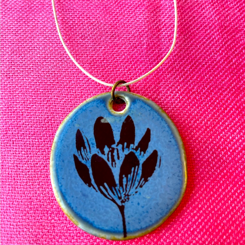 Blue Polymer Clay Pendant